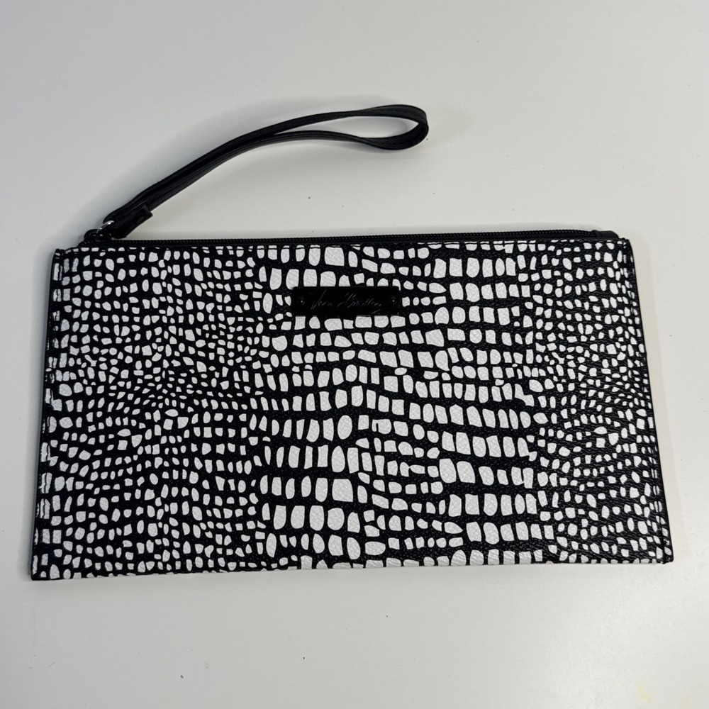 Vera Bradley Midnight Snakeskin Faux Leather Wristlet Clutch Bag 9x5"
